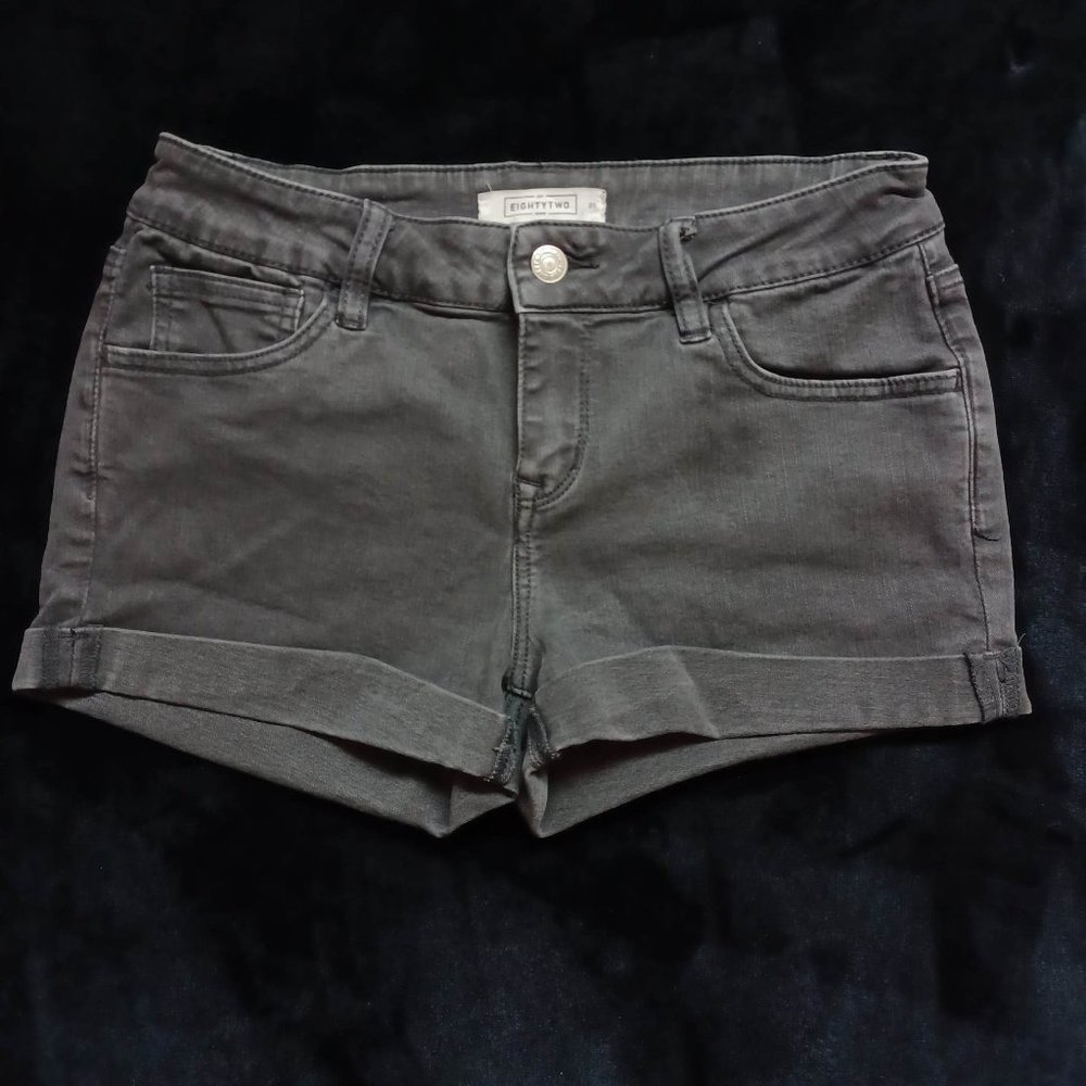 black/greyish / stretch jean shorts with pockets
